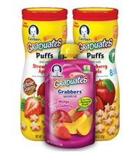 GERBER Graduates Strawberry Apple Puffs promo pack with FREE Grabbers (worth $3.70)!